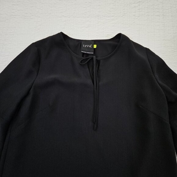 Lysse Flutter Sleeve Tunic Women's Size Large Black Crepe Fully Lined EUC LN - Picture 3 of 12